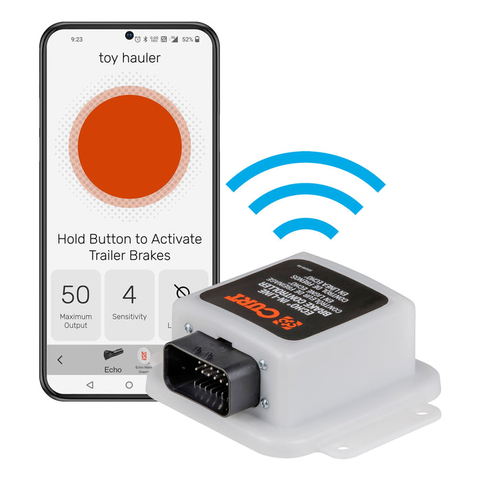CURT Echo In-Line Electric Trailer Brake Controller with Bluetooth® Enabled Smartphone Connection, Proportional Model 51200