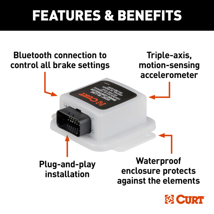 CURT Echo In-Line Electric Trailer Brake Controller with Bluetooth® Enabled Smartphone Connection, Proportional Model 51200