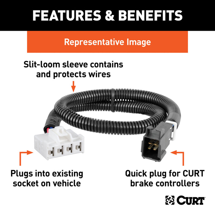 CURT Quick Plug Electric Trailer Brake Controller Wiring Harness, Select Chevrolet Silverado, Suburban, Tahoe, GMC Sierra, Yukon, Escalade Model 51342