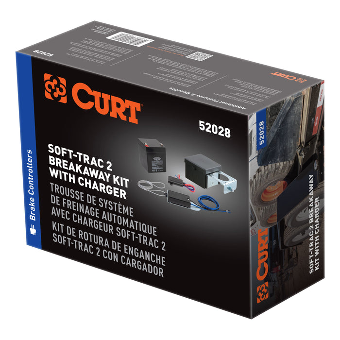 CURT Soft-Trac 2 Trailer Breakaway Switch Kit System with Battery and Charger Model 52028
