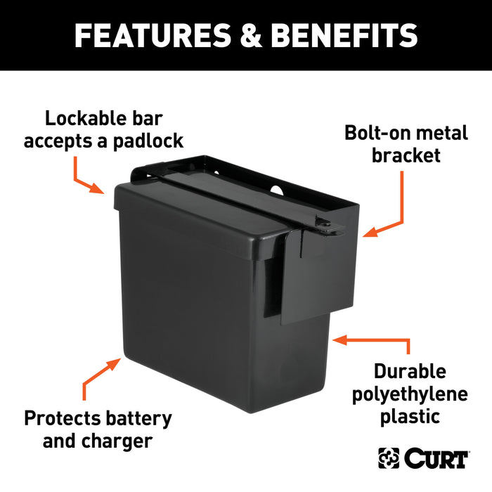 CURT 5-7/8-Inch x 5-3/8-Inch x 3-1/2-Inch Lockable Trailer Breakaway Battery Case Model 52090