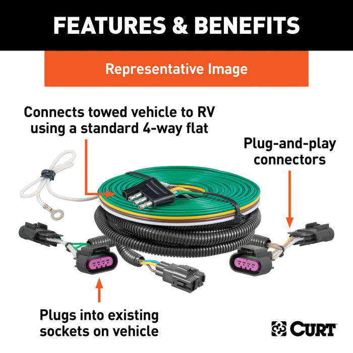 CURT Custom Towed-Vehicle RV Wiring Harness for Dinghy Towing, Fits Select Ford F-150 with LED Taillights Model 52103