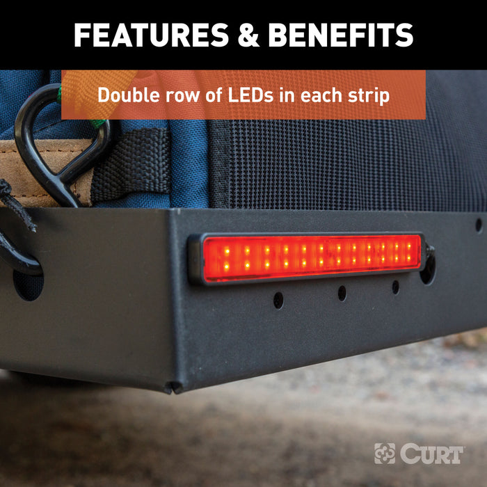 CURT Auxiliary Automotive LED Light Strips for Hitch Cargo Carrier, Bi