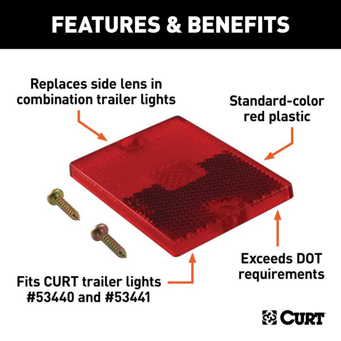 CURT Replacement Red Side Trailer Light Lens Model 53515