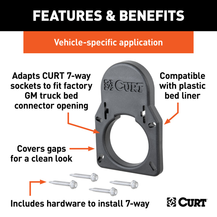 CURT Truck Bed 7-Way Opening Cover Plate, Compatible with Chevrolet, GMC Model 55417