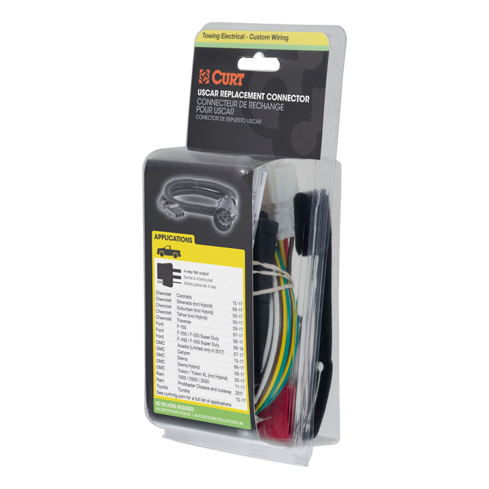 CURT Replacement Vehicle-Side 4-Pin Connector, Factory Tow Package and USCAR Socket Required Model 55515
