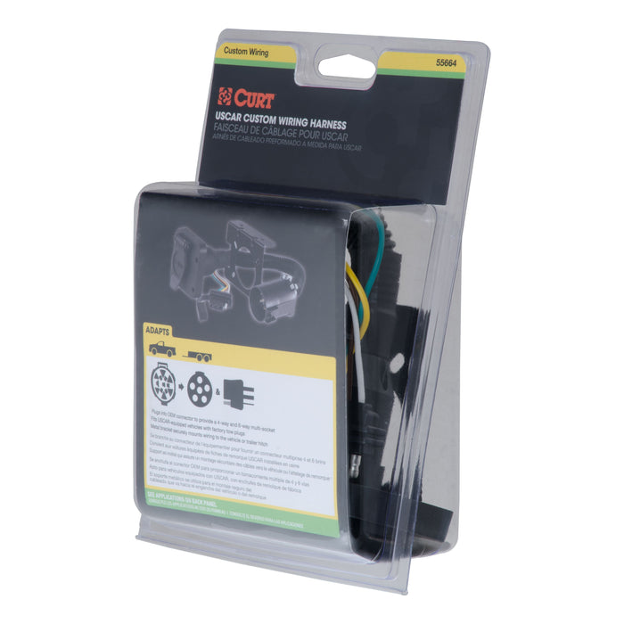 CURT Dual-Output Vehicle-Side 6-Pin, 4-Pin Connectors, Factory Tow Package and USCAR Socket Required Model 55664