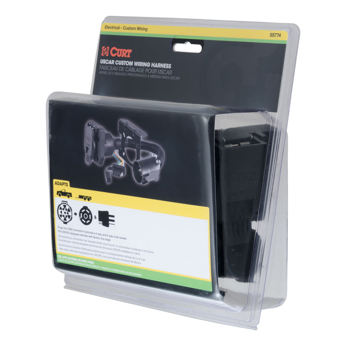 CURT Dual-Output Vehicle-Side 7-Pin, 4-Pin Connectors, Factory Tow Package and USCAR Socket Required Model 55774