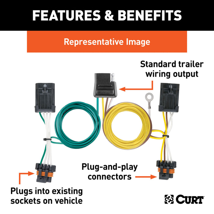 CURT Vehicle-Side Custom 4-Pin Trailer Wiring Harness, Fits Select Ford E-150, E-250, E-350 Super Duty Model 56020