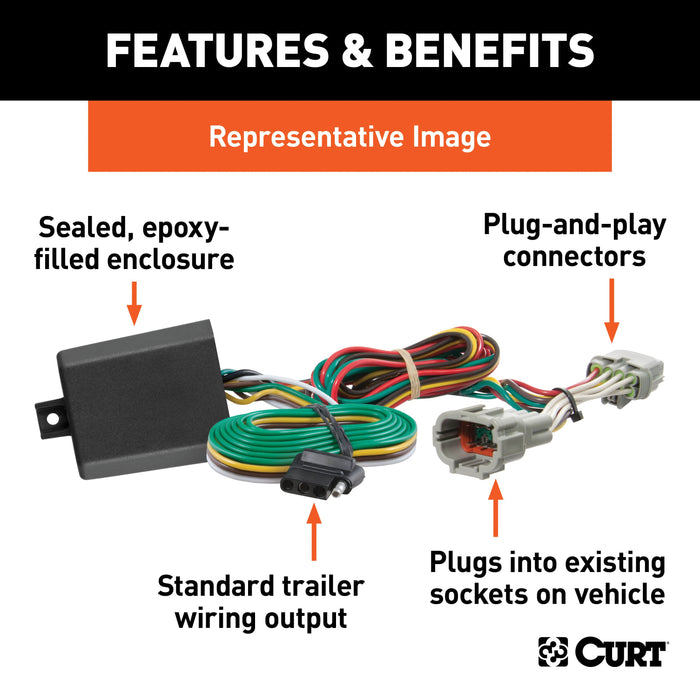 CURT Vehicle-Side Custom 4-Pin Trailer Wiring Harness, Fits Select Jeep Compass Model 56472