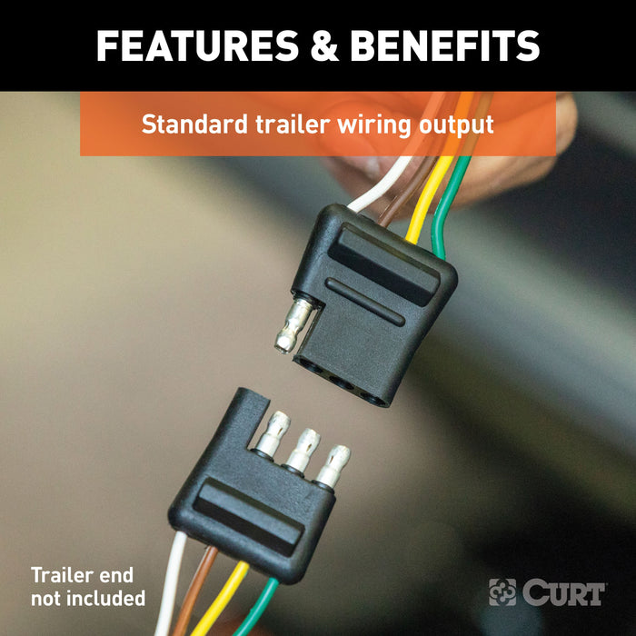 CURT Weather-Resistant Powered 3-to-2-Wire Splice-in Trailer Taillight Converter, 4-Pin Wiring Harness Model 56496