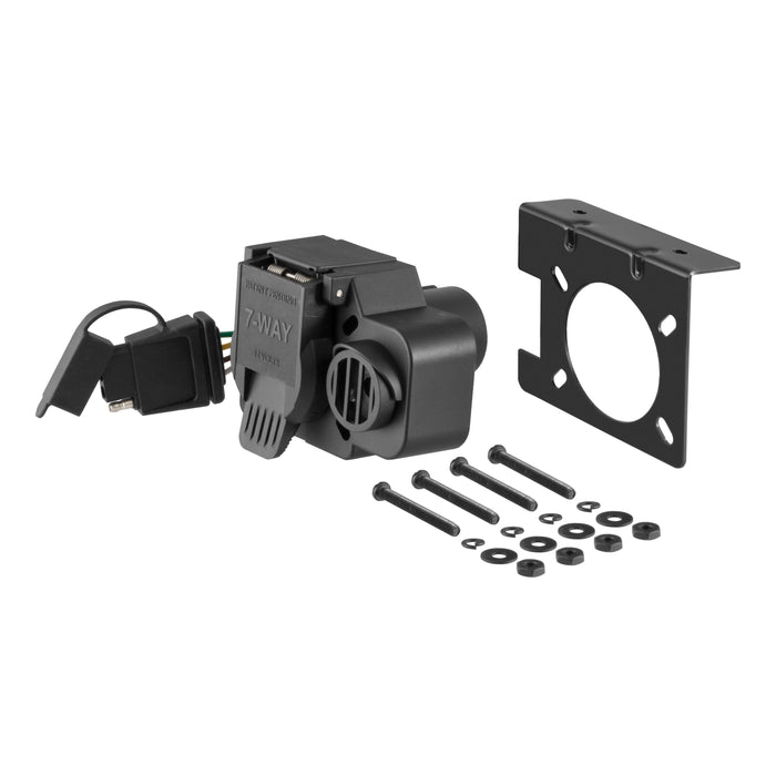 CURT Dual-Output Vehicle-Side 7-Pin, 4-Pin Connectors with Backup Alarm, Factory Tow Package and USCAR Socket Required Model 57101