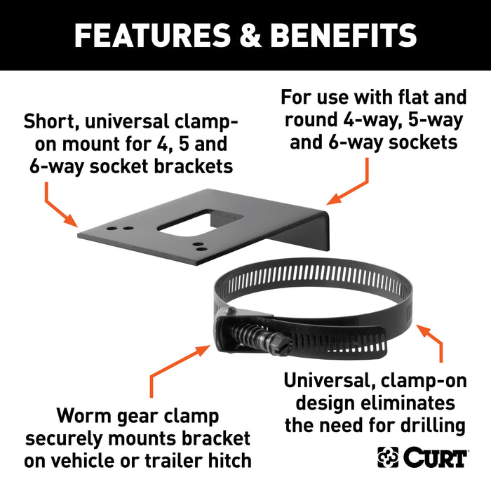 CURT Vehicle-Side Trailer Wiring Harness Clamp-On Bracket Mounts for 4-Way, 5-Way or 6-Way, 12-Pack Model 57203