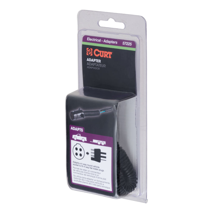 CURT 4-Pin Round Vehicle-Side to 4-Way Trailer Wiring Adapter Model 57225