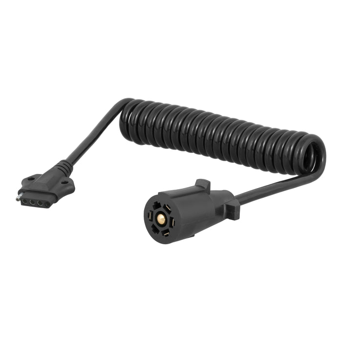 CURT 8-Foot 7-Way RV Blade Vehicle-Side to 5-Way Flat Trailer Wiring Adapter Extension Harness Model 57282