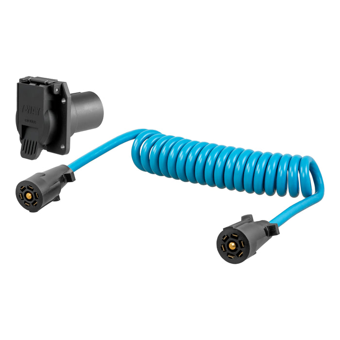 CURT 8-Foot Flat Towing 7-Way RV Blade Wiring Extension Harness and USCAR Socket for Dinghy Vehicle Model 57284