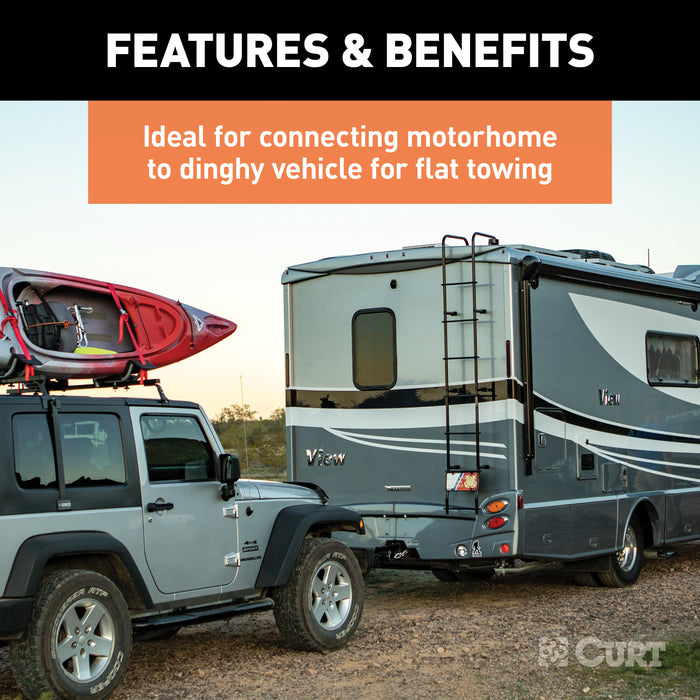 CURT 8-Foot Flat Towing 6-Way Round Motorhome to Dinghy Vehicle Wiring Adapter Extension Harness and Sockets Model 57286