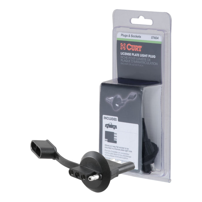 CURT 4-Way Flat Vehicle-Side Trailer Wiring Adapter for 1-1/4-Inch License Plate Light Hole Model 57404