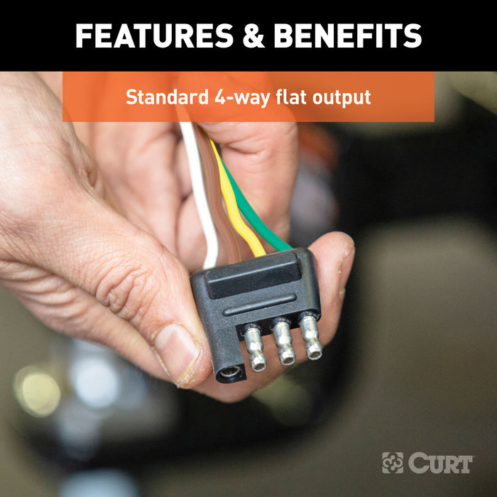 CURT Trailer-Side 4-Pin Flat Wiring Harness with 12-Inch Wires Model 58030