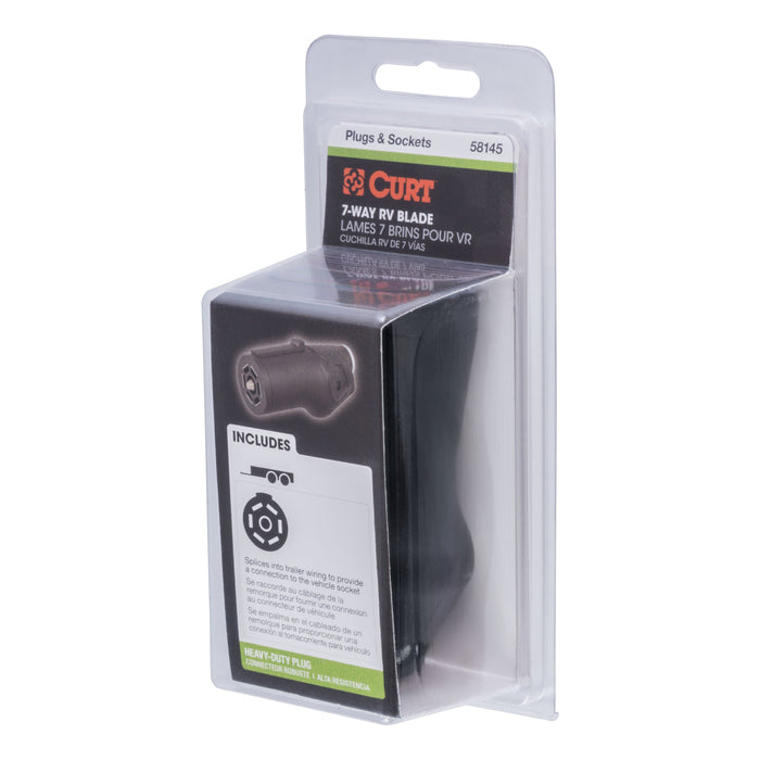 CURT Heavy-Duty Trailer-Side 7-Pin RV Blade Wiring Harness Connector Model 58145