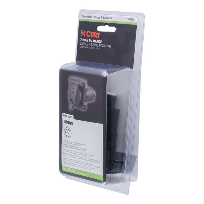 CURT Heavy-Duty Vehicle-Side 7-Pin RV Blade Trailer Wiring Harness Connector Model 58155