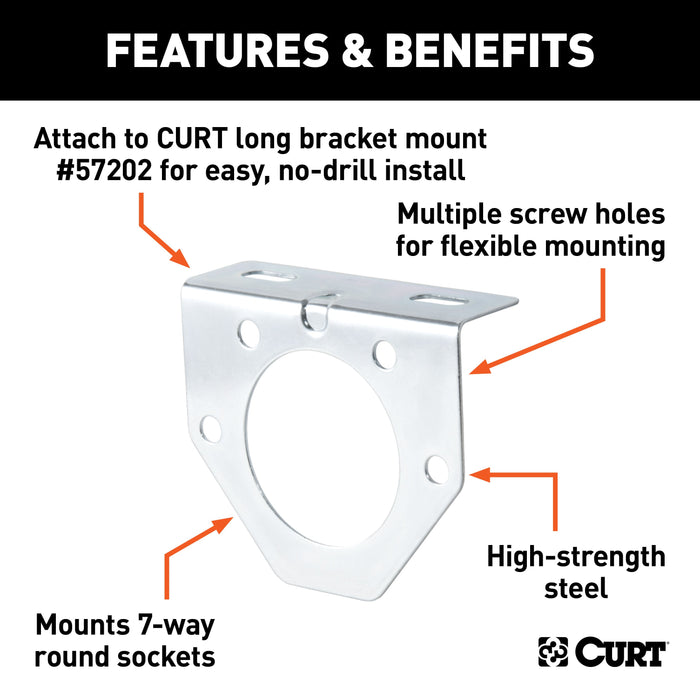 CURT Vehicle-Side Trailer Wiring Harness Mounting Bracket for 7-Way Round Model 58222