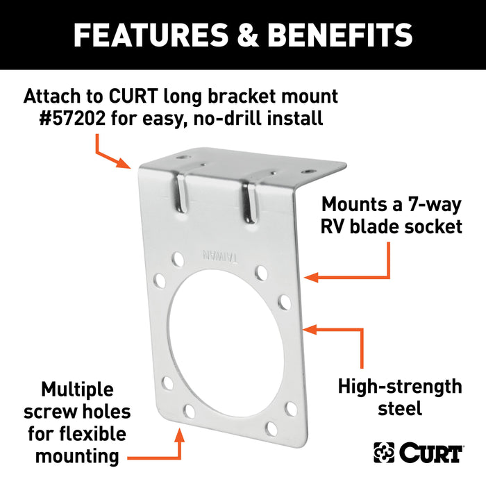 CURT Vehicle-Side Trailer Wiring Harness Mounting Bracket for 7-Way RV Blade Model 58230