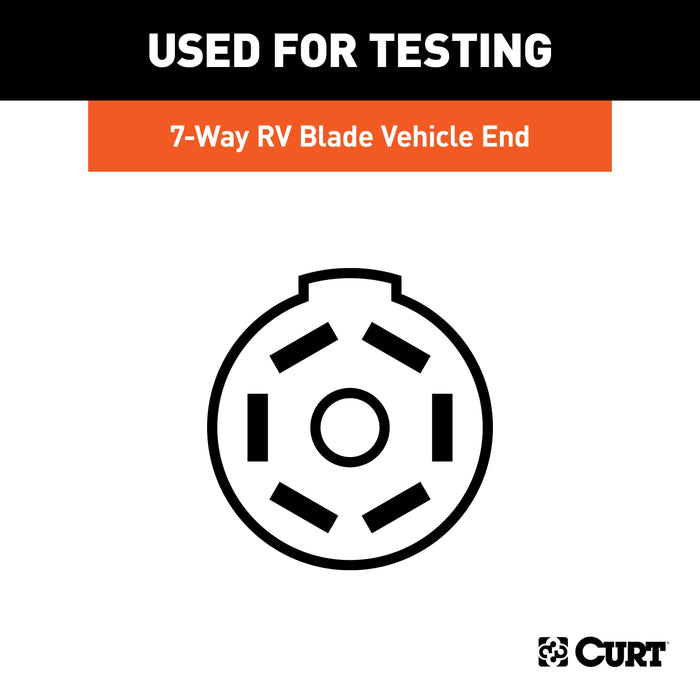 CURT 7-Pin RV Blade Trailer Wiring Towing Vehicle Socket Tester, Black Model 58271