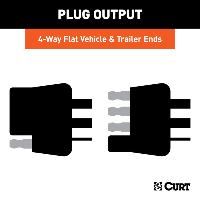 CURT 4-Pin Flat Wiring Harness, 12-Inch Vehicle-Side and Trailer-Side Wires Model 58304