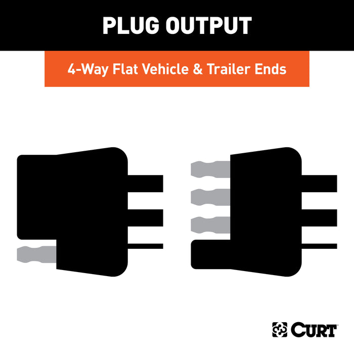 CURT 4-Pin Flat Wiring Harness, 48-Inch Vehicle-Side, 12-Inch Trailer-Side Wires Model 58305