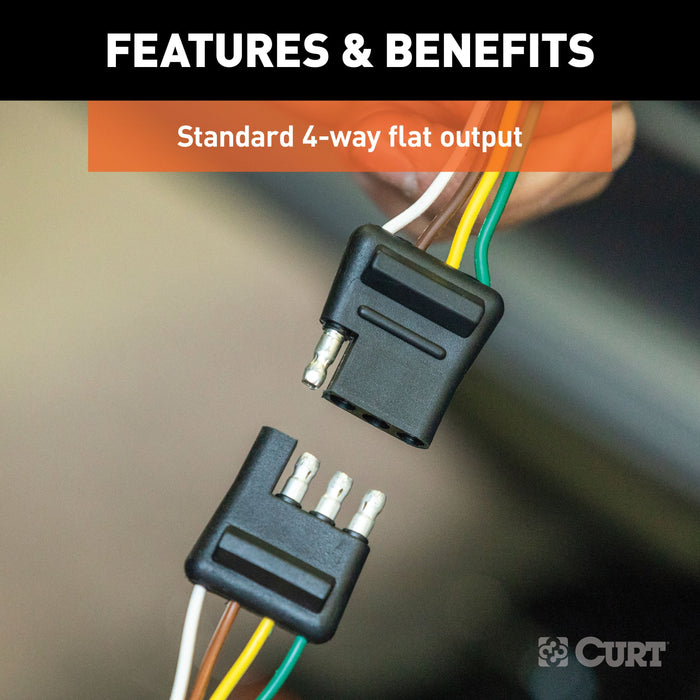 CURT Vehicle-Side and Trailer-Side 4-Pin Flat Wiring Harness with 12-Inch Wires Model 58380