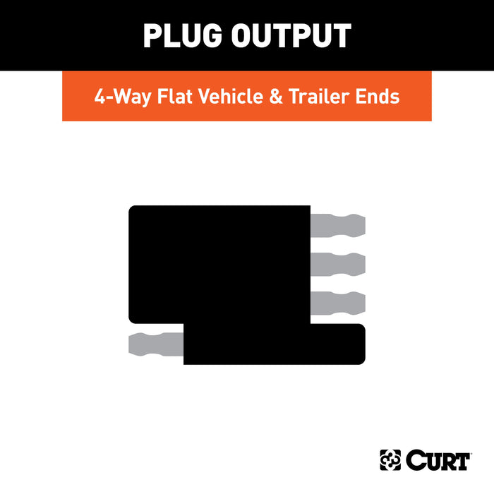 CURT 4-Way Flat Vehicle-Side Trailer Wiring Adapter for 1-1/4-Inch License Plate Light Hole Model 58404