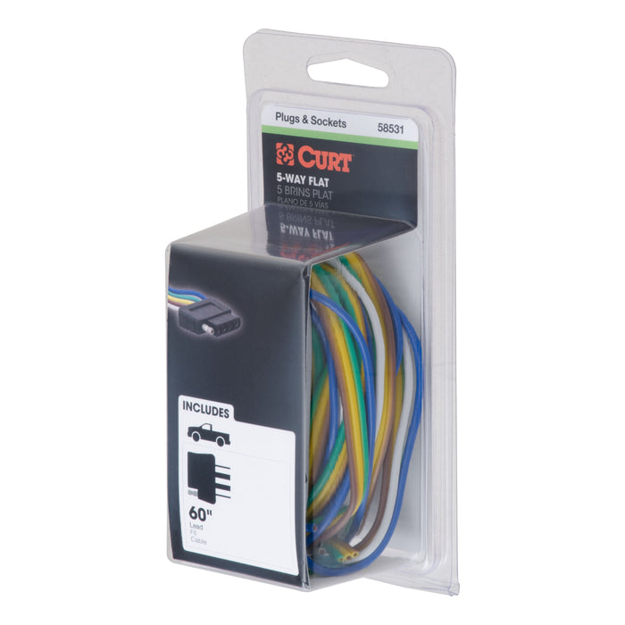 CURT Vehicle-Side 5-Pin Flat Trailer Wiring Harness with 60-Inch Wires Model 58531