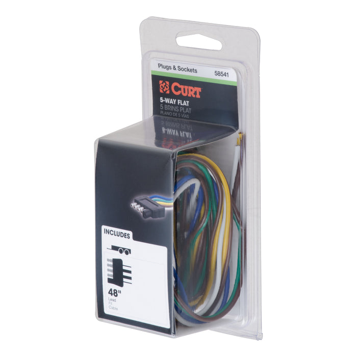 CURT Trailer-Side 5-Pin Flat Wiring Harness with 48-Inch Wires Model 58541