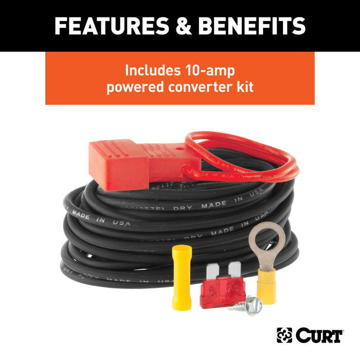 CURT Powered 3-to-2-Wire Splice-in Trailer Taillight Converter Kit, 4-Pin Wiring Harness Model 59187