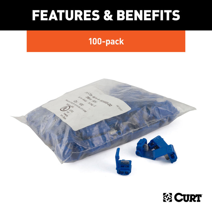 CURT 18-14 Gauge Blue Scotch Snap Lock Wire Connectors with Gel Sealant, 100-Pack Model 59956