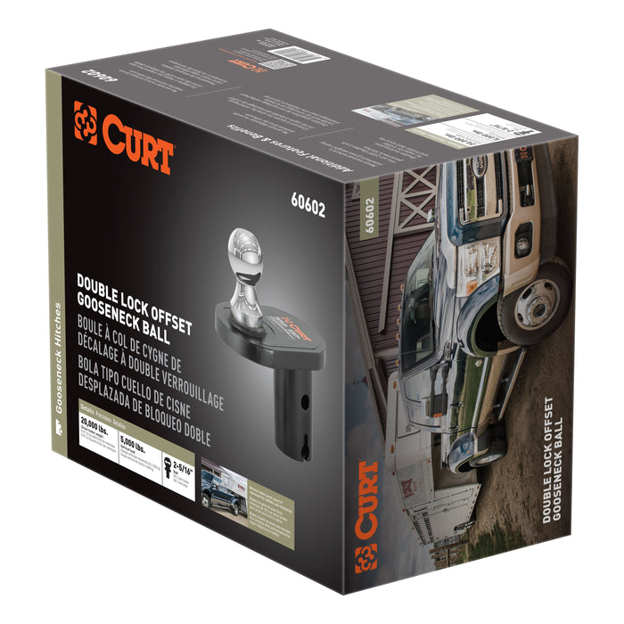 CURT Double Lock Offset Gooseneck Ball, 4-Inch Offset, 20,000 lbs, 2-5/16-Inch Diameter Model 60602