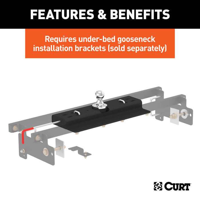 CURT Double Lock Gooseneck Hitch with 2-5/16-Inch Flip-and-Store Ball, 30,000 lbs Model 60615