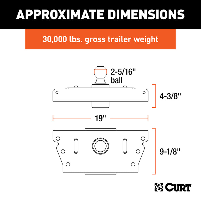 CURT Factory Original Equipment Style Gooseneck Hitch, 30,000 lbs. 2-5/16-Inch Ball, Fits Select Ram 3500 Model 60626