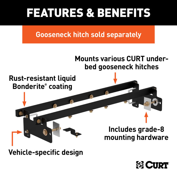 CURT Double Lock Gooseneck Installation Brackets, Fits Select Chevrolet Silverado, GMC Sierra 1500, LD, Limited Model 60632