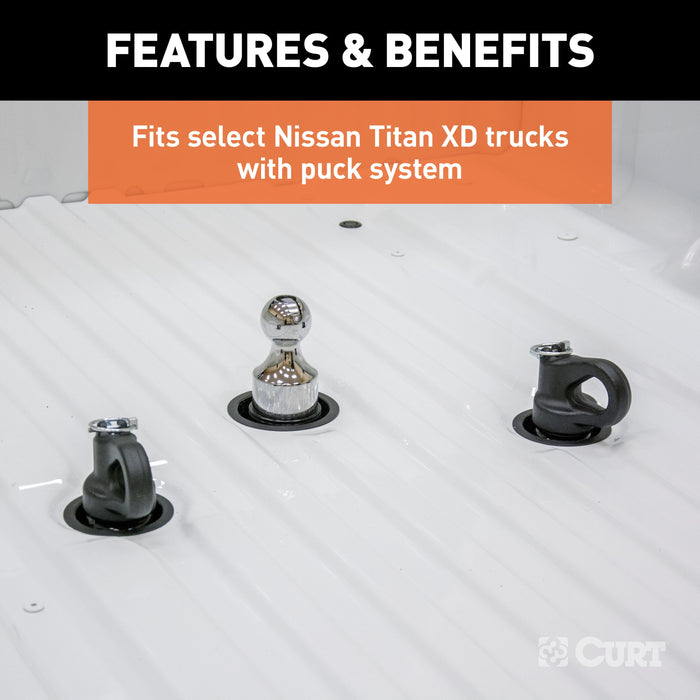 CURT Puck System Gooseneck Hitch, Fits Select Chevy, Ford, GMC, Nissan Trucks, 38,000 lbs. GTW, 2-5/16-Inch Ball, Pucks Required Model 60639