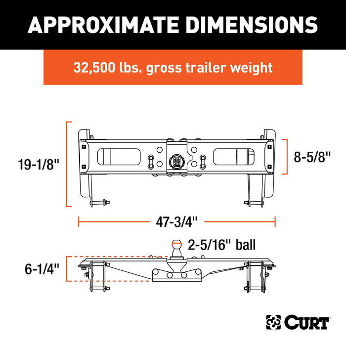 CURT Factory Original Equipment Style Gooseneck Hitch, 38,000 lbs. 2-5/16-In Ball, Fits Select Chevy Silverado, GMC Sierra 2500, 3500 HD Model 60642