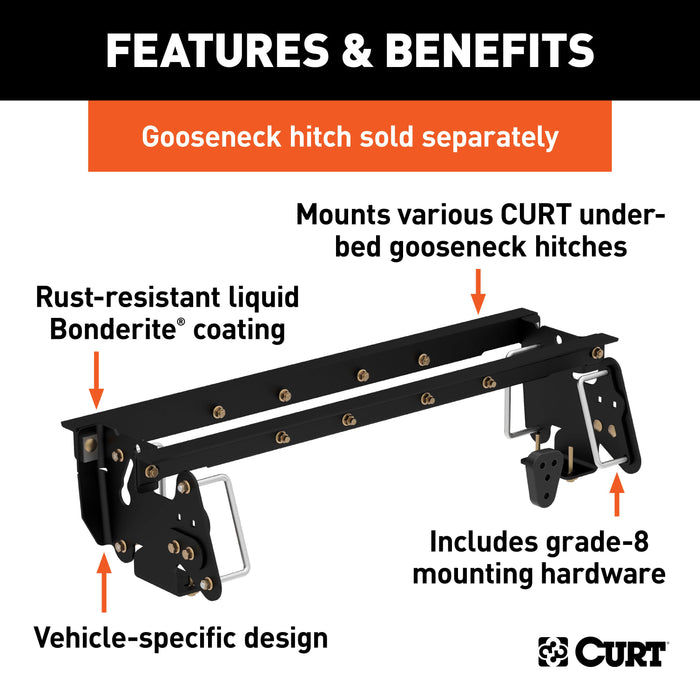 CURT Under-Bed Gooseneck Installation Brackets, Fits Select Dodge, Ram 2500, 3500 Model 60661