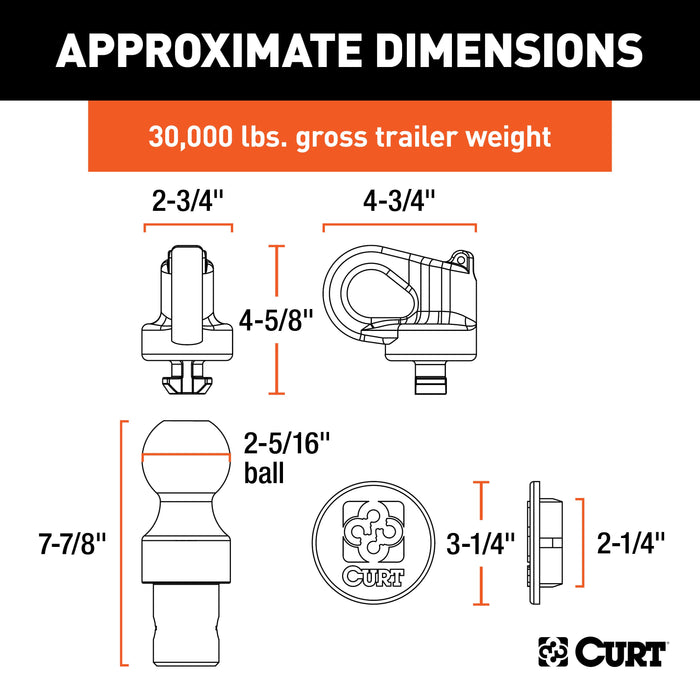 CURT OEM Puck System Gooseneck Hitch Kit, 30K, 2-5/16-In Ball, Fits Select Silverado, Sierra 2500, 3500 HD, F-250, F-350, Nissan Titan XD Model 60692