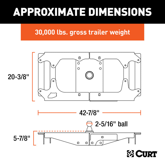 CURT Factory Original Equipment Style Gooseneck Hitch, 30,000 lbs. 2-5/16-Inch Ball, Fits Select Ford F-250, F-350, F-450 Super Duty Model 60700