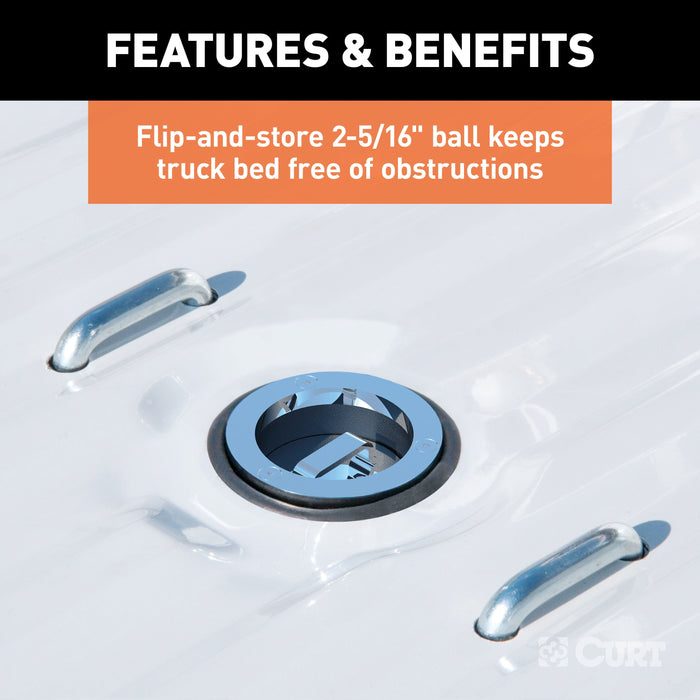 CURT Double Lock Gooseneck Hitch, 2-5/16-Inch Flip-Over Ball 30K, Fits Select Chevrolet, GMC C / K Model 60713