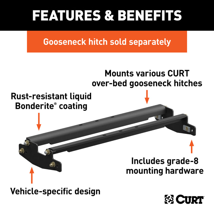 CURT Over-Bed Gooseneck Installation Brackets, Fits Select Chevrolet Silverado, GMC Sierra 2500, 3500 HD Model 61301