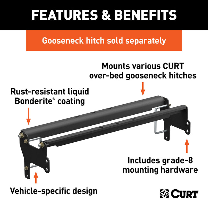 CURT Over-Bed Gooseneck Installation Brackets, Fits Select Chevrolet Silverado, GMC Sierra 1500, 2500, 3500 HD Model 61341