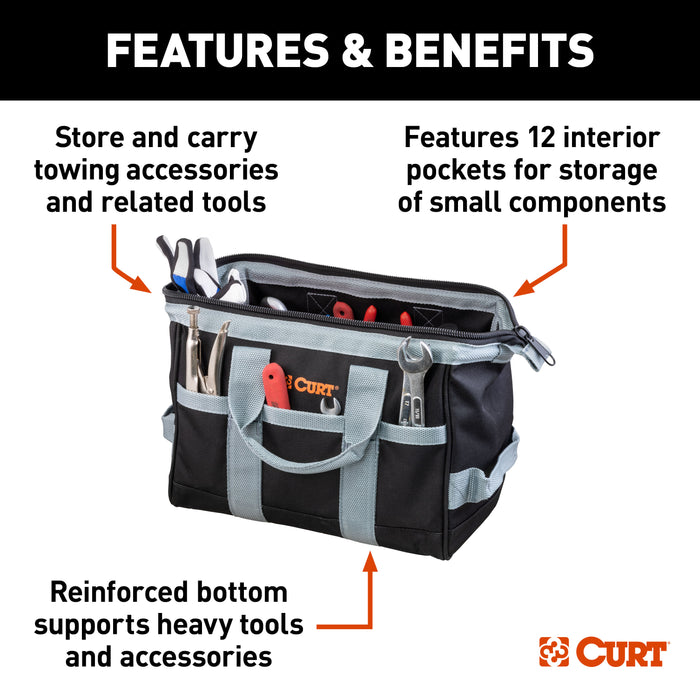 CURT Towing Accessories Storage Tool Bag, 14 Pockets, Reinforced Webbing Model 70004