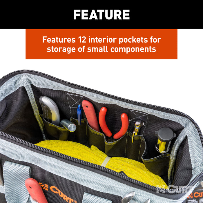 CURT Towing Accessories Storage Tool Bag, 14 Pockets, Reinforced Webbing Model 70004